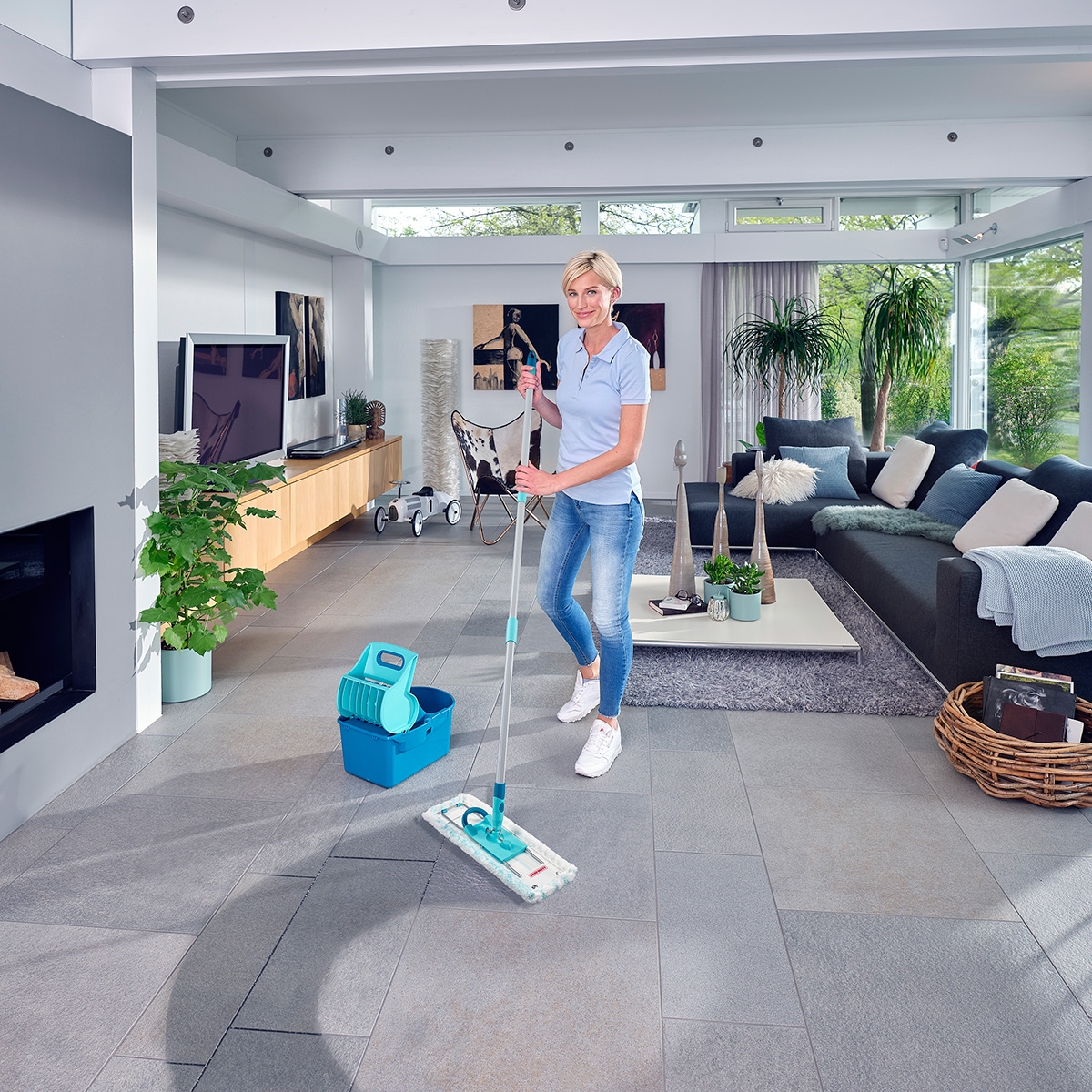 Набор для влажной уборки Leifheit Profi Compact: ведро с прессом для отжима и швабра фото 5